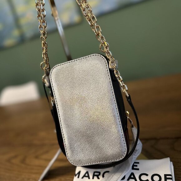 NWT! New Marc Jacobs Hot Shot Crossbody Leather Bag -Silver multi - Picture 5 of 12